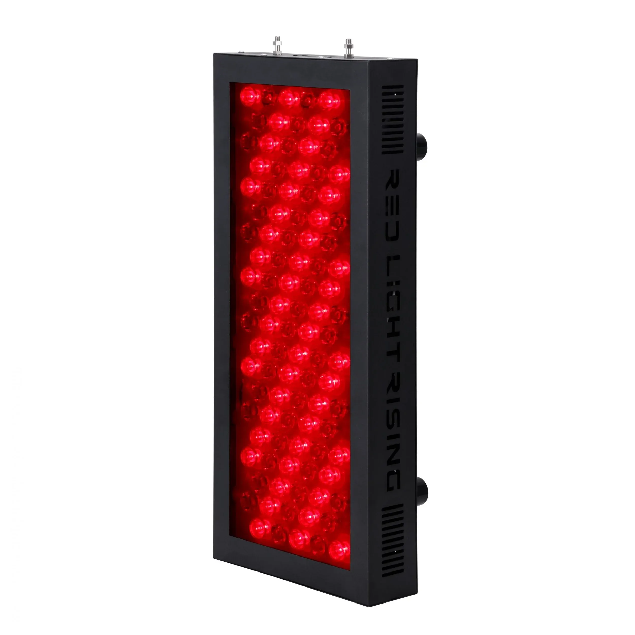 Red light therapy panel with rows of red LEDs, labelled Red Light Rising